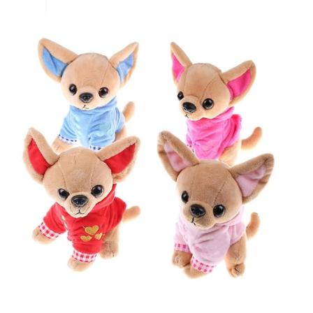 Liten vest Chihuahua hund plysjleketøy utstoppet ca 17cm barn bursdag julegave 1 stk fire farger [DB] Pink 1 Pc