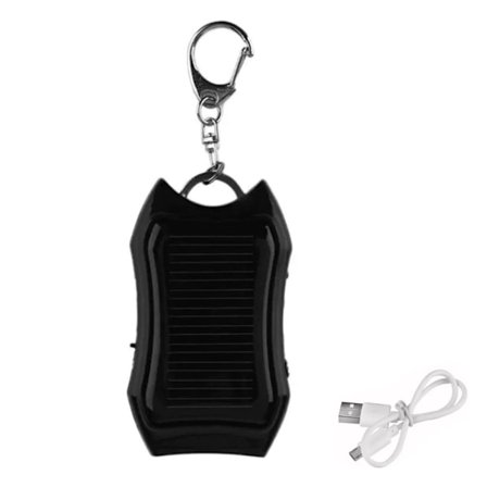 Solar Bärbar Laddare Nyckelring Mini Power Bank LED Ficklampa Utomhus USB Batteri Pack Nödtelefon laddare