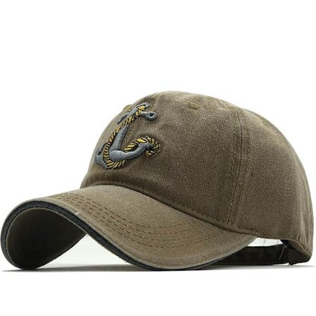 Retro Båt Ankare Broderad Denim Baseball Cap (Khaki)