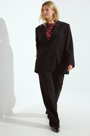 NA-KD Pantalon de tailleur ajusté à taille mi-haute - Pantalon cigarette - Noir - EU 40