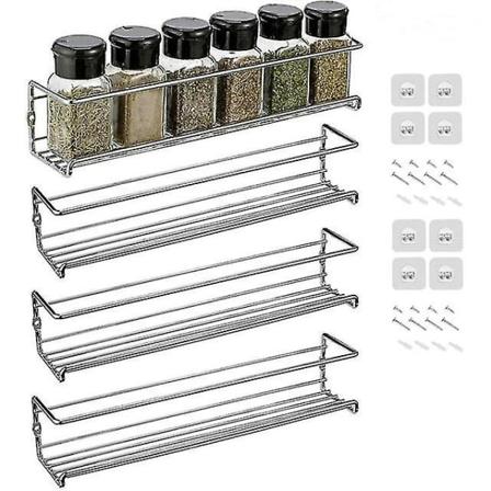 4-pack väggmonterad kryddhylla, organizer hyllplan i en våning, kryddhyllor att förvara i ¼ˆ Silver ï¼‰