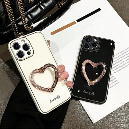 iPhone 14 Pro Skal Heart Kickstand - Blå