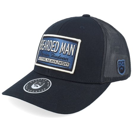 Bearded Man - Preto trucker Boné - Logo Off White/Blue Black Trucker @ Hatstore