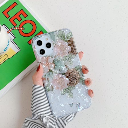 iPhone 12 & 12 Pro kuori keinotekoinen helmiäinen auringonkukan kukka