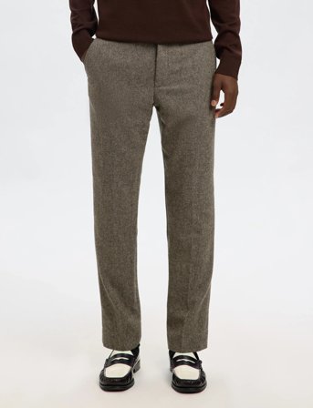 Selected Slhslim-Reed Wool Trs Noos - Brown - 48