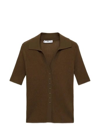 Ribbed Polo-Neck Sweater Brown Mango