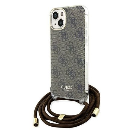 Guess Crossbody Cord 4G Print tapauksessa iPhone 15 / 14 / 13 - ruskea