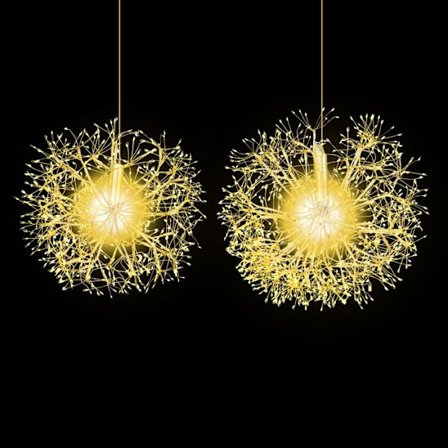 COSTWAY 2 Voikukan muotoiset riippuvat jouluvalot, 54 cm ja 44 cm 1488 LED lämmin valkoinen pallo, valoisa kotiin, puutarhaan