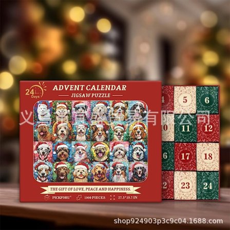 Puslespill Adventskalender 2025, 1008 Puslespillbrikker 24 Dager Julekalender Nedtelling Adventskalendere