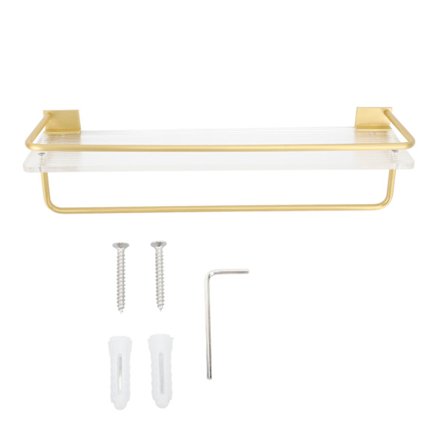 30 cm:n kultainen alumiininen suihkukori, seinään kiinnitettävä järjestäjä, pyyhekoukku, suuri kapasiteetti, helppo asentaa, kylpyhuonehylly
