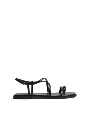 NA-KD Gold Detail Strappy Sandals - Lave sko - Sort - EU 38