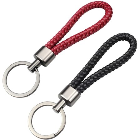 2 stk flettet skinn nøkkelring flettet PU skinn bilnøkkelring