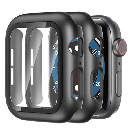 2Pcs AHASTYLE Apple Watch Series 8 (45mm) / Watch Ultra cover with tempered glass - Black