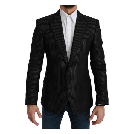 Dolce & Gabbana Striped Single Breasted Martini Blazer Sort, Herre Jakkesæt Blazer