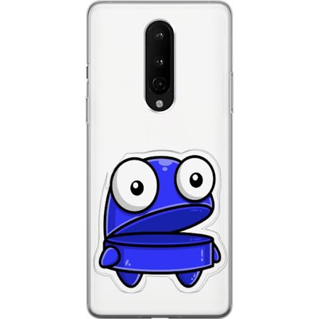 Kompatibel Mobilcover til OnePlus OnePlus 8 Blå tegneseriefigur med åbent udtryk og store øjne i sjov illustration