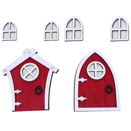 2 sett med lysende fe-dører for tre dukkehus trefe-dør alvedør dekorasjon