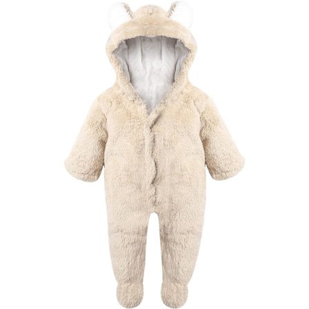 Newborn romper med björnmotiv med huva