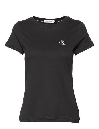 Ck Embroidery Slim Tee T-shirt Top Sort Calvin Klein Jeans