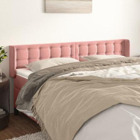 Vidaxl Huvudgavel Med Kanter Rosa 203x16x78/88 Cm Sammet Rosa