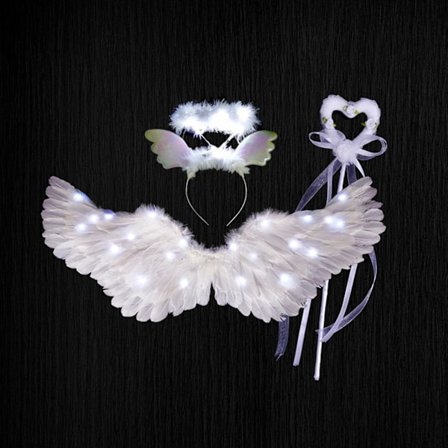 100% New-angel Wings, Light Up Angel Wings och Halo med LED-ljus