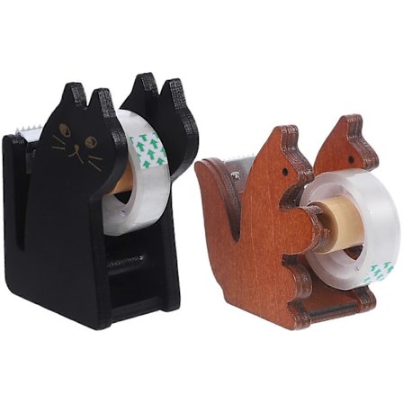 2-pack Tejpdispenser, skrivbords-tejphållare i trä, djurformad tejphållare