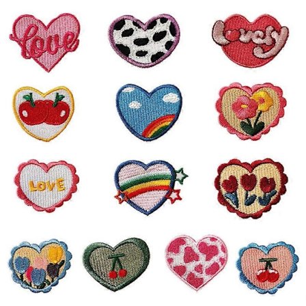 Set med 13 tygdekaler mobiltelefon surfplatta datorfodral dekaler dekorativa broderidekaler söta små transparenta datorbroderier