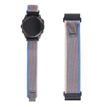 Nylon Strap Garmin Fenix 8 51mm / Enduro 3 / Enduro 2 Magic Tape Loop 26mm Universal Watch Band - Grey+Blue