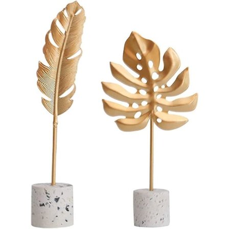 2 st Metalljärn Löv Dekorationsskulptur Fjäder Staty Hem Rum Bord Dekoration