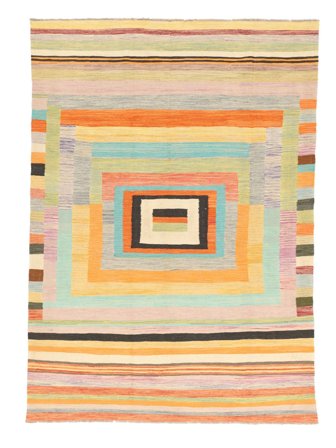 Kelim Moderne Vloerkleed Handgeweven 200X299 Oranje/Geel Afghanistan