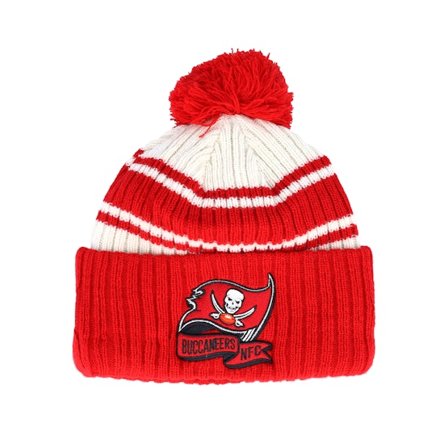 New Era - Rojo pom Beanie - Tampa Bay Buccaneers NFL22 Sideline Sportknit Red Pom @ Hatstore