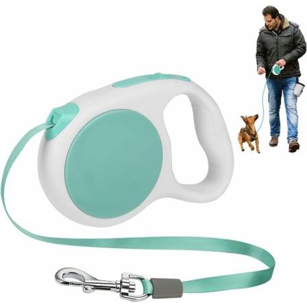 Indtrækkelig hundeline Udtrækkelig hundeline 3m Nylonbånd Tangle-Free 360° med enhåndsbremse/pause/lås til små mellemstore hunde op til 15kg-
