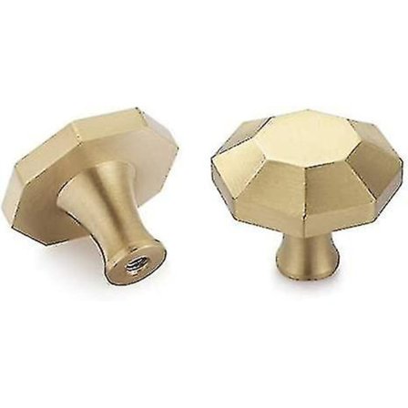 Sæt af 4 Børstet Messing Skabsknapper, Guld Kommode Skuffe Knapper, 31 X 25mm (Oktagon Stil B)