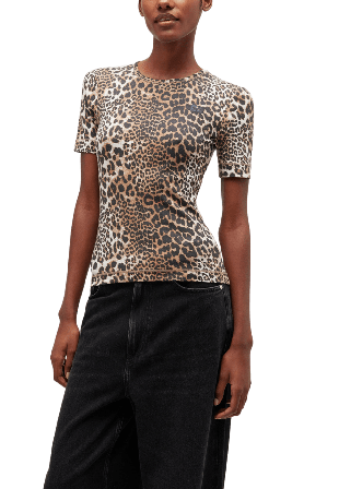 GANNI Soft Cotton Rib Short Sleeve T-Shirt T-shirts Dam Flerfärgad M