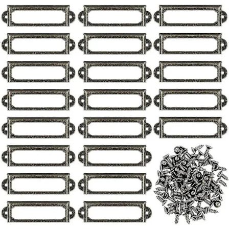 50 stk. Metal Etiketholdere Med Skruer Til Møbelskuffer Skabe Kort Navneskilte - Bronze (s-60 X 17mm) -Qin