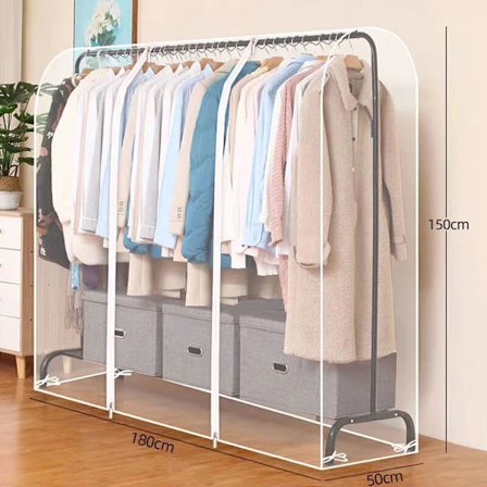 Tøjbetræk, frakkebetræk med lynlås frakkebetræk tøjbeskyttelse vandtætte hængende tøjposer (størrelse: 180 x 150 x 50 cm) KLB