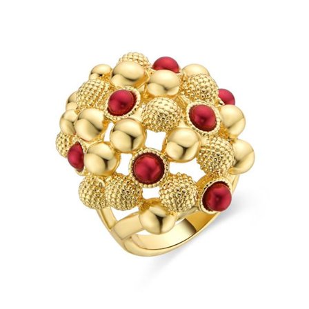 Ring - LUXENTER - Xiglor - 18 karat guld - Sten i korall - Kvinna