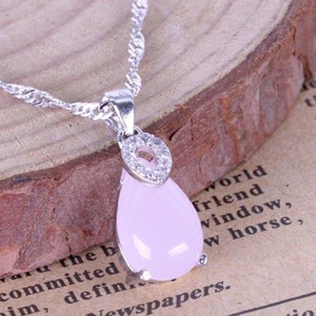 Water drop necklace - silver color with rhinestone