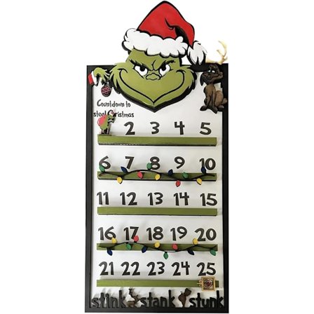 2023 Halloweenin ja Joulukuun Alaslaskentakalenteri, 3D Puinen Riippuva Adventi-kalenteri