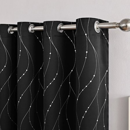 Mørklægningsgardiner med ringe 1 stk. Tekstureret bølgemønsterdesign til soveværelse 100x200 cm