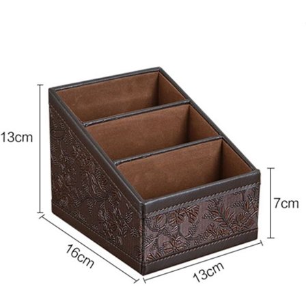 Retro förvaringsbox i PU-läder för kosmetika, fjärrkontroll, telefon, skrivbord, hem- och kontorsförvaring