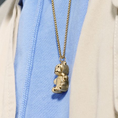 Egan | Collier à maille vénitienne avec pendentif ours en peluche en métal doré pour hommes - Chaînes en acier