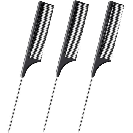Pieces Hårkam - Antistatiske Kamme Fine Tandkam Frisørkam med Rustfrit Stålhåndtag til Kvinder og Mænd