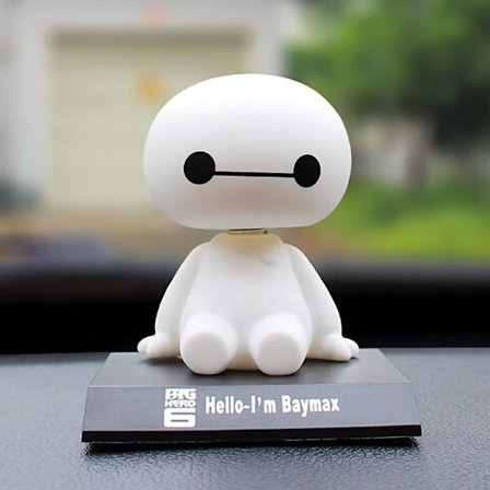 Söt Baymax Bobblehead med Bas & 360 Grader Roterande Huvud