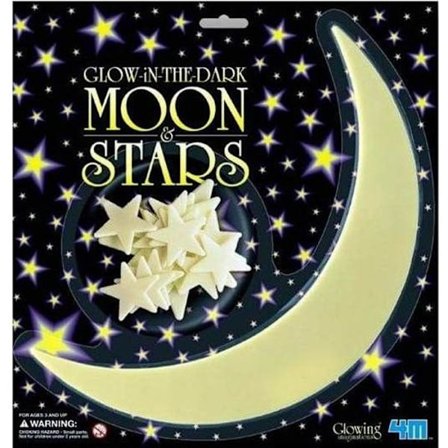 Väggdekoration - 4M - KIDZ LABS - Ljusande måne och stjärnor - Gul - Barn - Unisex