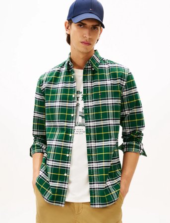 Tommy Hilfiger Brushed Oxford Check Rf Shirt - Green - XXXL
