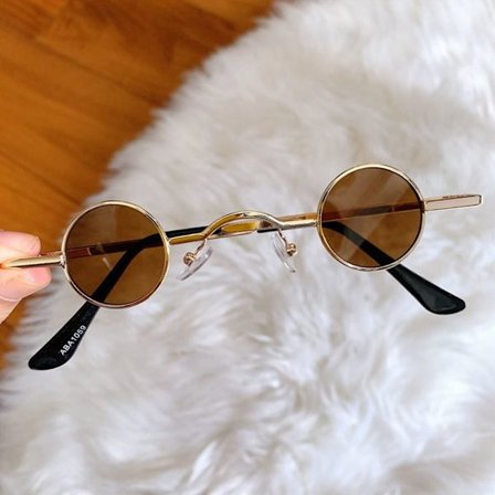 Små Runda Solglasögon Punk Solglasögon GOLD-TEA GOLD-TEA