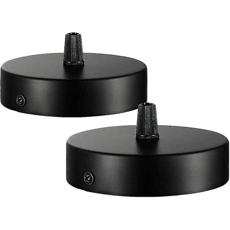 100 X 20mm Takkopp, Metallkopplingsdosa, 1 Håls Rund Skärm - Takrosett - Matt Svart, Passar Alla Lampor (2 st)