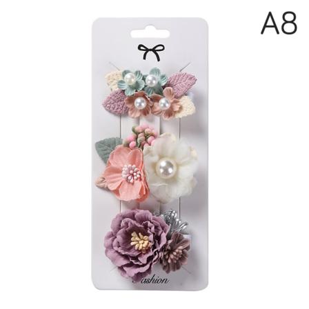 3 St/ Set Konstgjorda Blomma Baby Hårklämmor Pearl Chiffong N