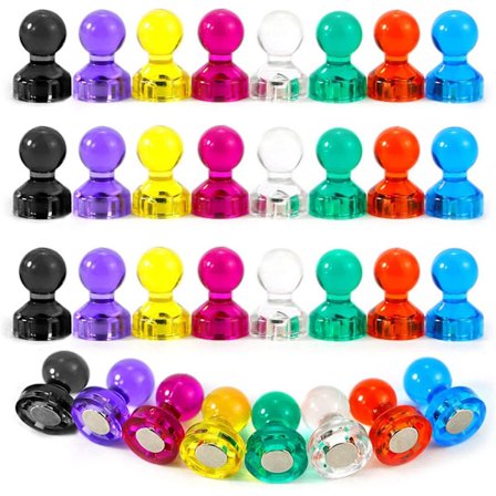 32 kappaleen pakkaus muovisia valkotaulumgneettejä, 8 väriä, 11 x 17 mm, kartiomainen