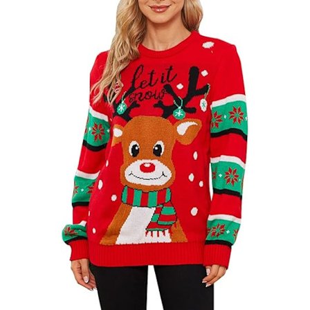Naisten jouluneule Hauska joulukuusi Ruma pusero Lumikide Pitkähihainen neulepaita